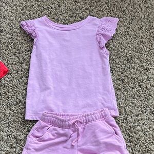 Lavender Eyelet Sleeve Top and Shorts Set